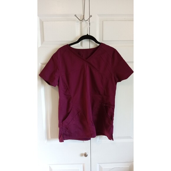 Two basic scrub tops Maroon and Grey tops - Picture 1 of 10